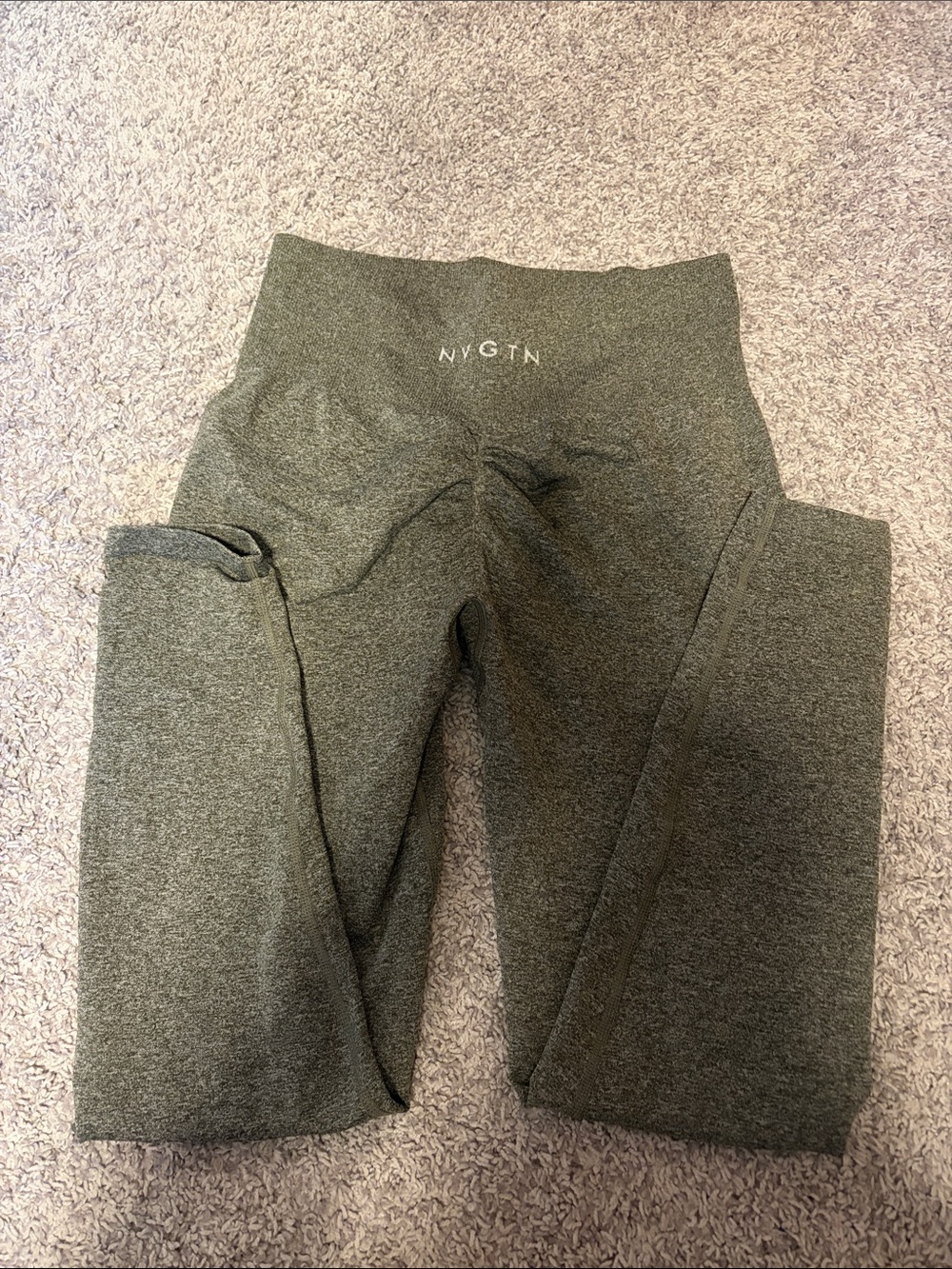 NVGTN Girls Olive Heather High-Waist Active Leggings